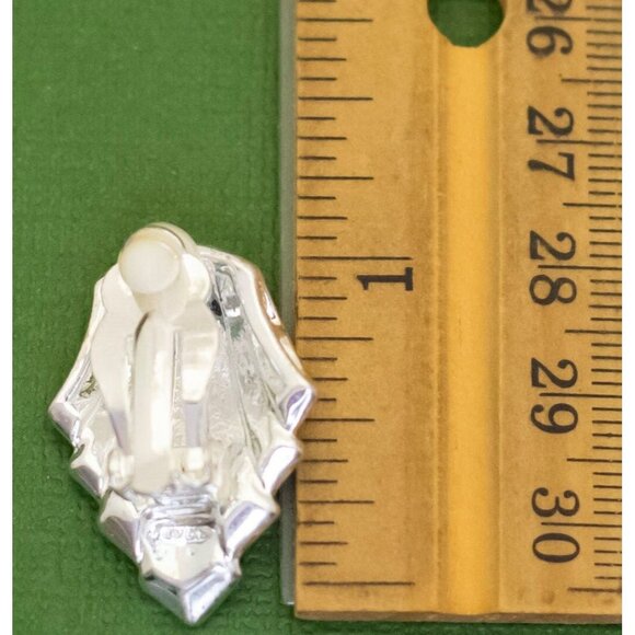 Vintage Abstract Stylish Black Wavy Rhinestones Clip On Earrings by Avon, K31 - Picture 3 of 3